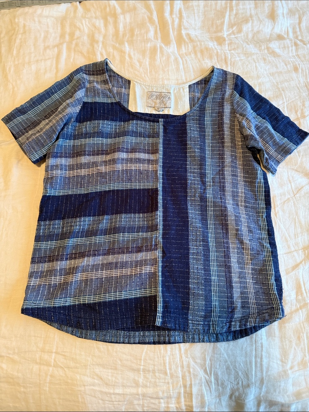 Ace & Jig Blue Striped Short Sleeve Tee M